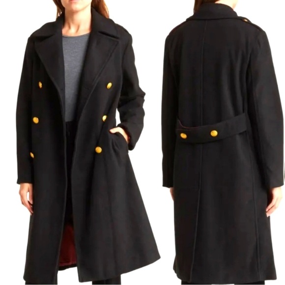 Rebecca Minkoff Black Officers Coat NWT Double Breasted Classic Peacoat